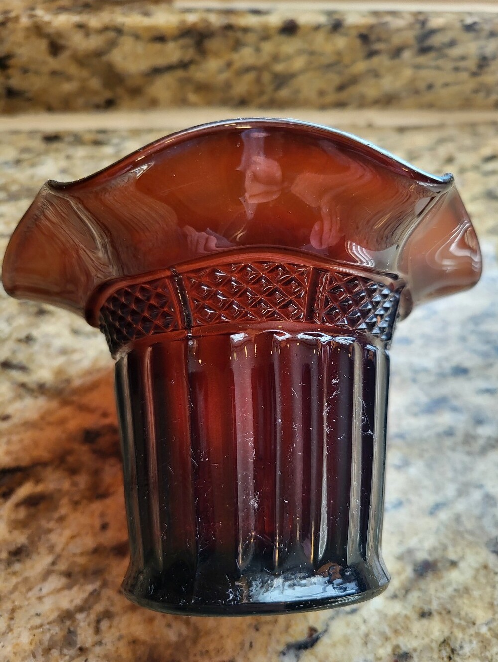 Stamped Northwood Iridescent Purple Decorative Glass Hat Vase - Home Art - Picture 9 of 12
